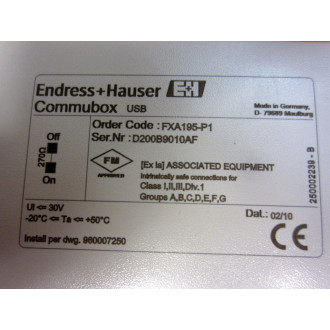 Endress + Hauser FXA195-P1 Commubox USB FXA195P1 - New No Box