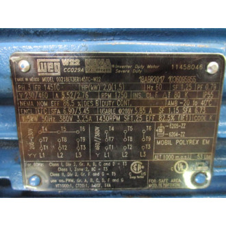 WEG 00218ET3ER145TC-W22 Inverter Duty Motor - New No Box