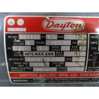 Dayton 3N333B Three Phase Motor - New No Box