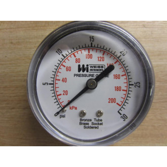 Weiss Instruments TL25-030-4L Gauge 0-30 Psi0-200 kPa