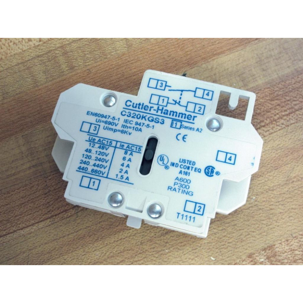 Cutler Hammer C320KGS3 Eaton Auxiliary Contact Block - New No Box