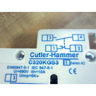 Cutler Hammer C320KGS3 Eaton Auxiliary Contact Block - New No Box
