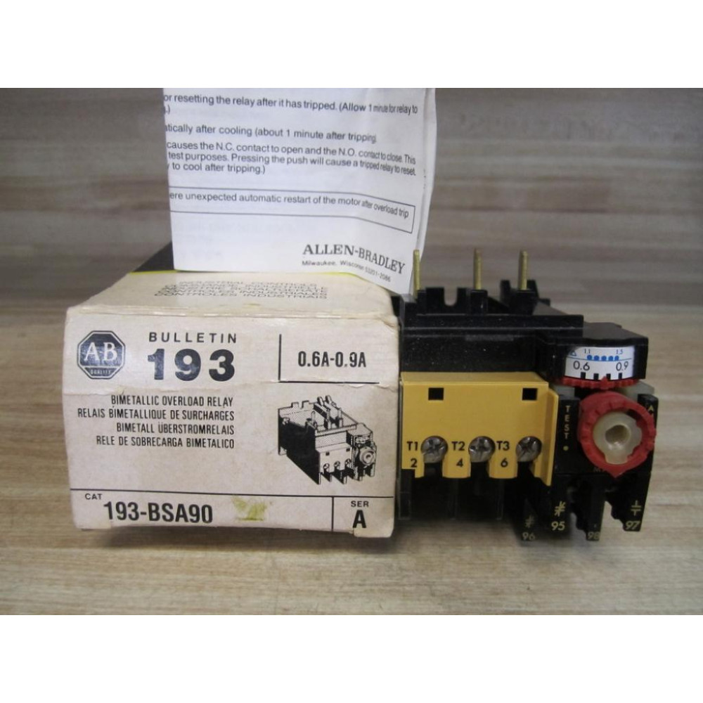 Allen Bradley 193-BSA90 Overload Relay 193BSA90 0.6-0.9 A