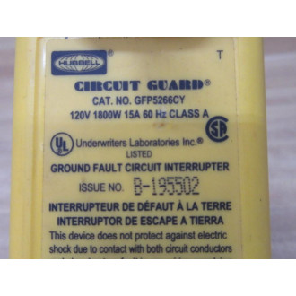 Hubbell GFP5266CY Ground Fault GFCI Plug - Used