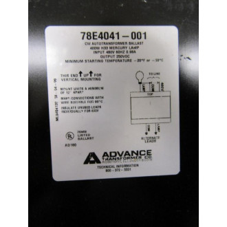 Advance 78E4041-001 Transformer 78E4041001