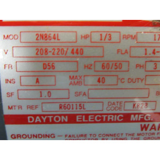 Dayton Electric 2N864L Motor 2N864L - New No Box