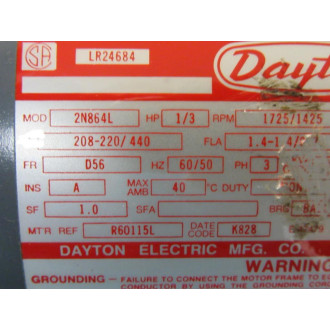 Dayton Electric 2N864L Motor 2N864L - New No Box