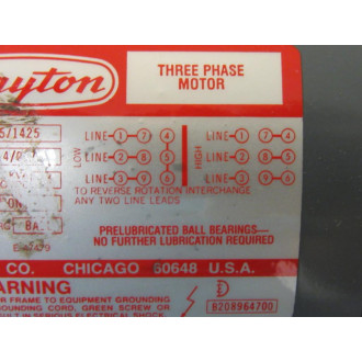 Dayton Electric 2N864L Motor 2N864L - New No Box