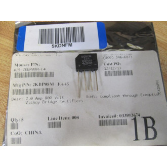 Vishay 2KBP08M Bridge Rectifier (Pack of 3) - New No Box