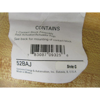 Siemens 52-BAJ Furnas Contact Block 52BAJ
