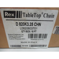 Rexnord D820K3.25 TableTop Chain L0820603701 10' Length