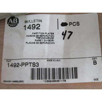 Allen Bradley 1492-PPTS3 Partition Plate 1492PPTS3 (Pack of 47)