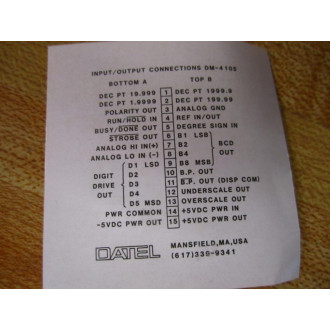 Datel DM4105 Digital Panel Instrument