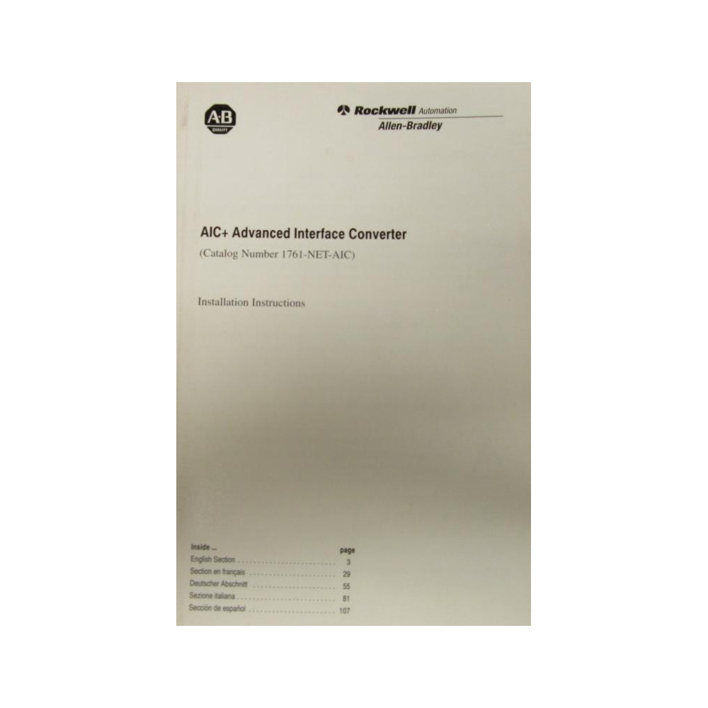 Allen Bradley 40072-029-01(A) Manual 4007202901A - Used