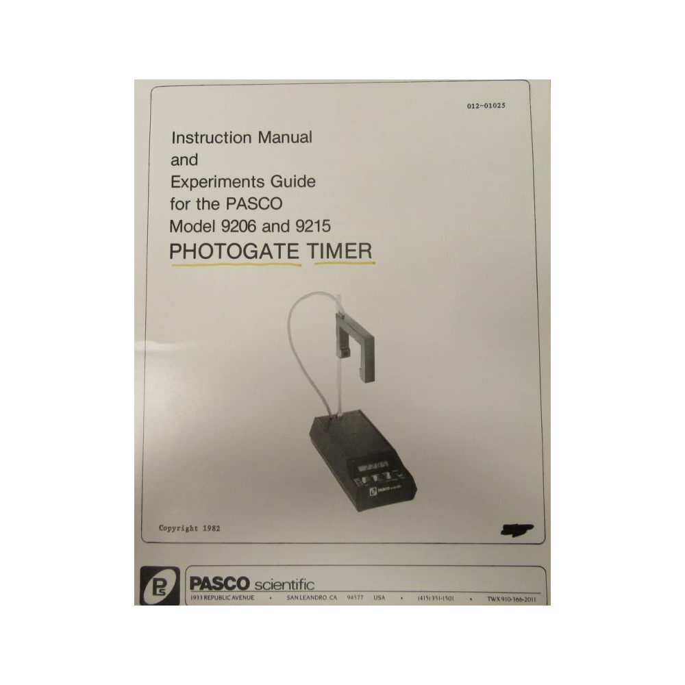 Pasco 012-01025 Manual 01201025 - Used