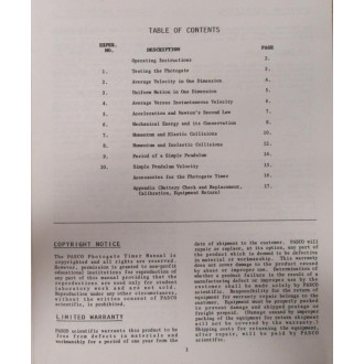 Pasco 012-01025 Manual 01201025 - Used