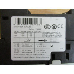 Siemens 3RV1021-0AA10 Circuit Breaker 0.11-0.16 AMP W 3RV1901-1F - Used