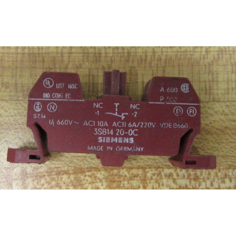 Siemens 3SB1-420-0C Contact Block Base 3SB1420OC - Used