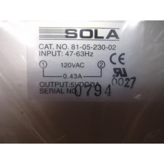 Sola 81-05-230-2 DC Power Supply 81052302