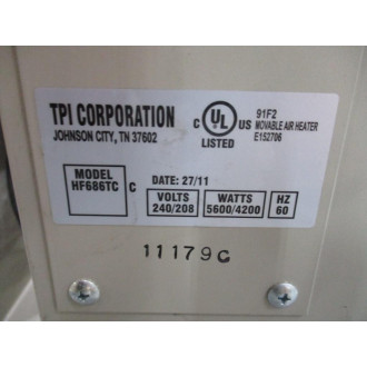 TPI HF685TC Fan Forced Portable Heater - Used