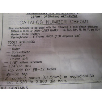 Thomas & Betts CBF0M1 Operating Mechanism CBFOM1