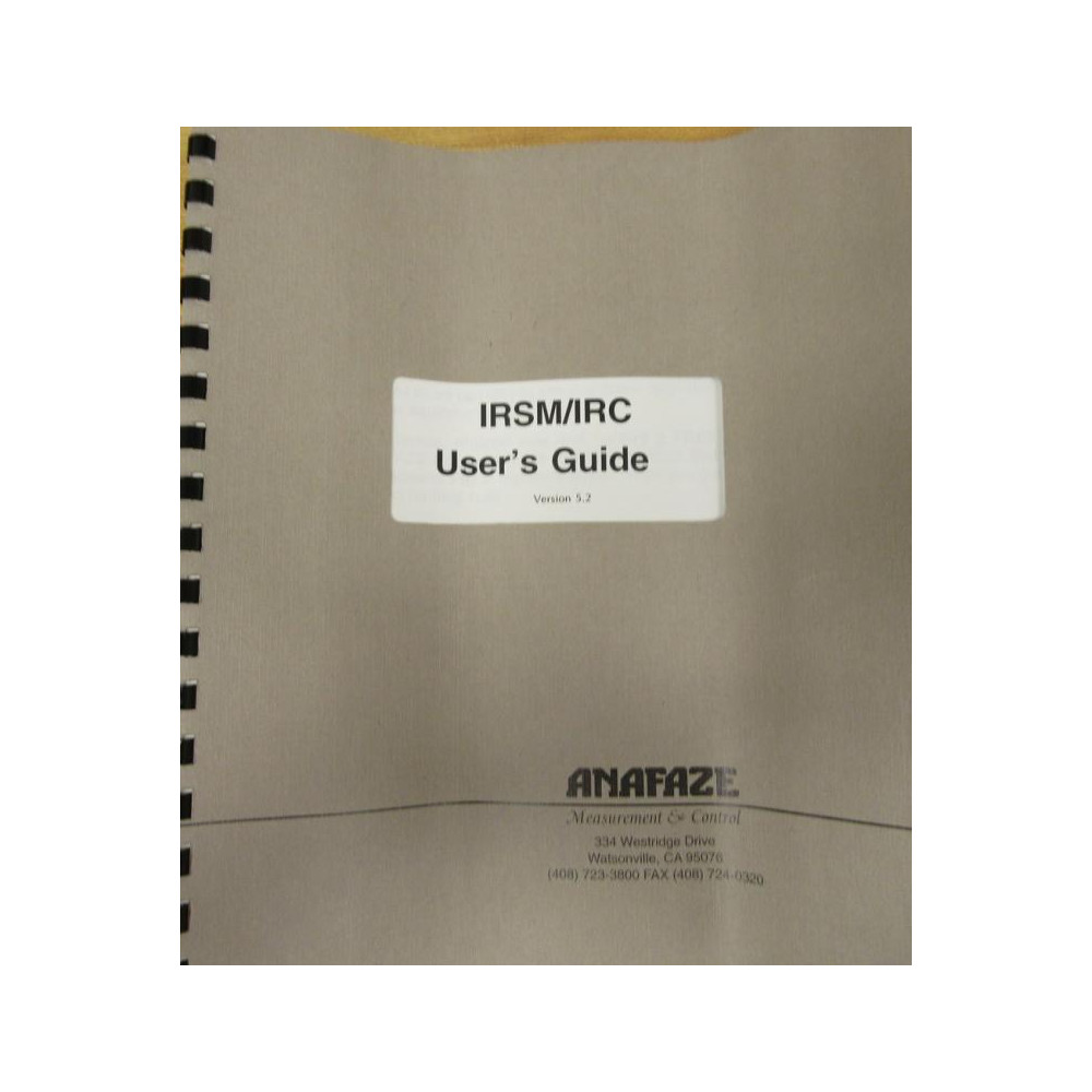 Anafaze 5.2 Manual 52 IRSMIRC User's Guide - Used