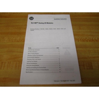 Allen Bradley 40071-085-01 SLC 500 Installation Instructions 40071-085-01(B) - Used
