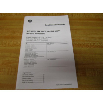 Allen Bradley 40072-090-01 SLC Modular Processors Installation (A) - Used