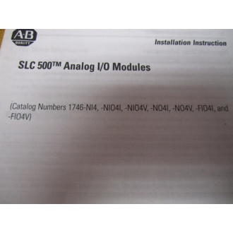 Allen Bradley 40071-085-01 SLC 500 Installation Instructions 40071-085-01(B) - Used