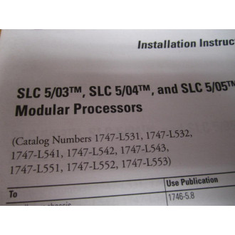 Allen Bradley 40072-090-01 SLC Modular Processors Installation (A) - Used