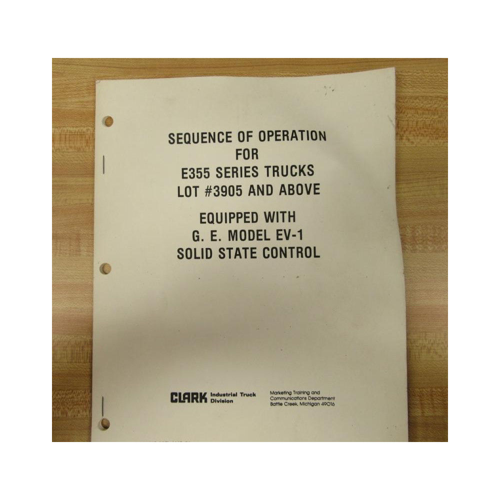 Clark 59-710-0202(C-905) Manual 597100202C905 - Used