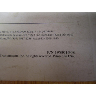 Allen Bradley 195301-P08 PowerFlex 70 User Manual 195301P08 - Used