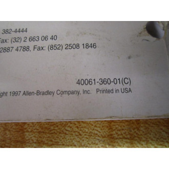 Allen Bradley 40061-360-01 User Manual 40061-360-01(C) - Used