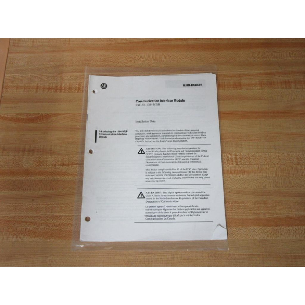 Allen Bradley 404637402 Manual 1784KTB - Used