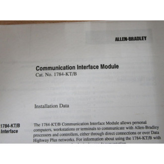Allen Bradley 404637402 Manual 1784KTB - Used