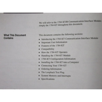 Allen Bradley 404637402 Manual 1784KTB - Used