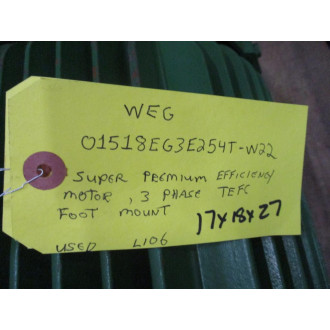 WEG 01518EG3E254T-W22 Motor 01518EG3E254TW22 - Used