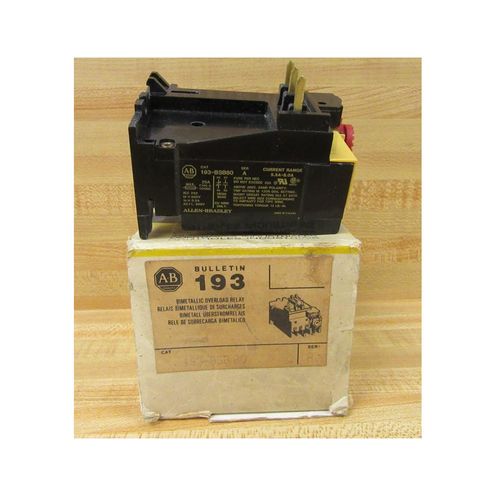 Allen Bradley 193-BSB-80 Overload Relay 193BSB80 5.5-8.0A Series A
