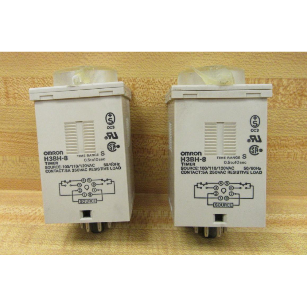 Omron H3BH-8 Timer H3BH8 0.5-10Sec 100110120Vac (Pack of 2) - Used