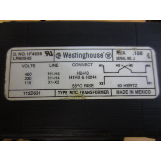 Westinghouse 1F4656 Transformer W3P Fuse Holder - Used