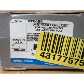 Thomas & Betts WPR-125A Wire Marker Refill Roll WPR125A