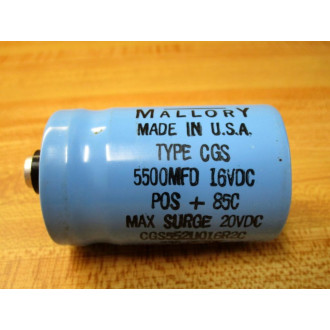 Mallory CGS552U016R2C Capacitor 5500MFD 16VDC (Pack of 2) - New No Box