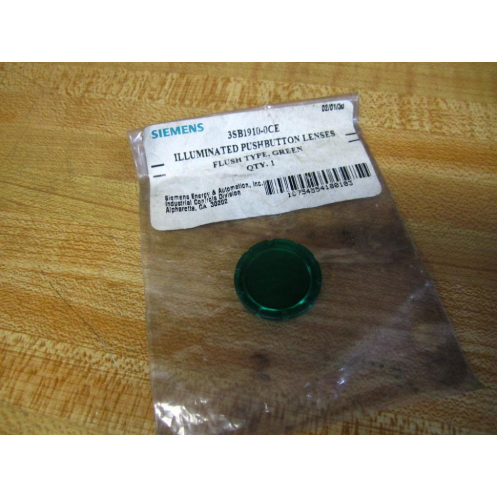 Siemens 3SB1910-0CE Green Push Button Lens 3SB19100CE