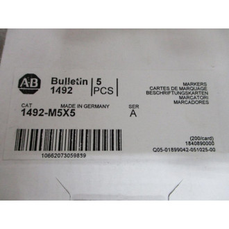 Allen Bradley 1492-SM5X5 Marker Card 1492SM5X5 Series A