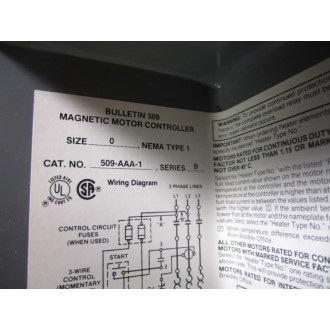 Allen Bradley 509-AAA-1 Starter 509AAA1 Enclosure Only - New No Box