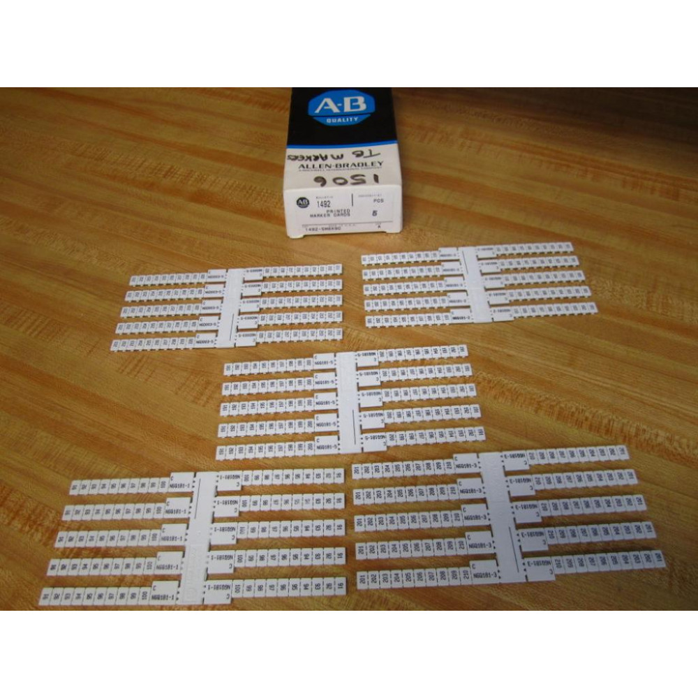 Allen Bradley 1492-SM6X9C Printed Marker Card 1492SM6X9C (Pack of 5)