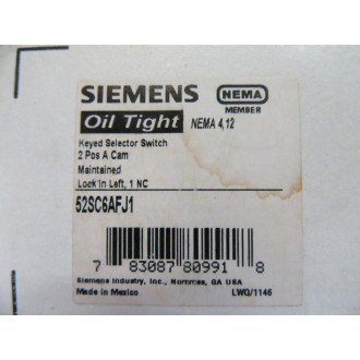 Siemens 52SC6AFJ1 Keyed Selector Switch