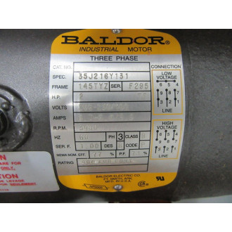 Baldor 35J216Y131 Motor 2HP 3450RPM Frame 145TYZ - New No Box