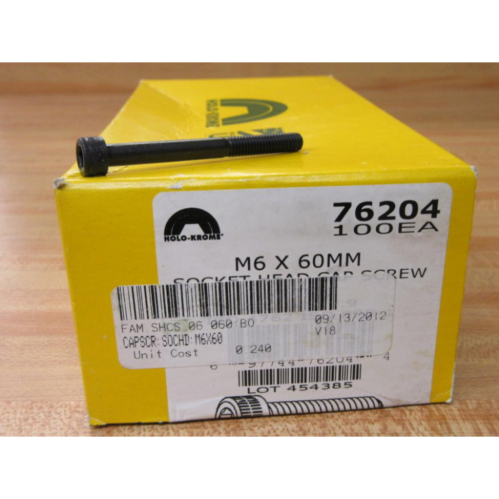 Holo-Krome 76204 Socket Head Cap Screw M6 X 60MM (Pack of 94)
