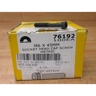 Holo-Krome 76192 Socket Head Cap Screw M6 X 45MM (Pack of 99)